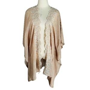 Japna Sheer Delicate Eyelet Duster Kimono OS Cottage Boho Spring Easter Neutral
